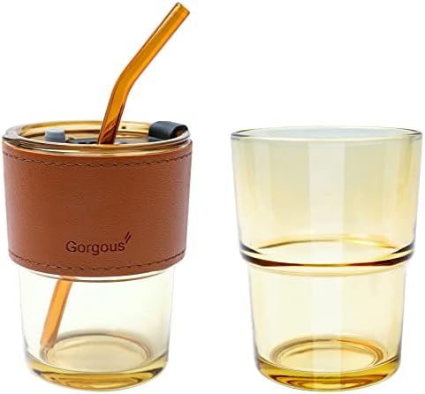 Xbaiyanr 14,2 oz de água com tampa, tampas de bambu xícaras de água, copo de café gelado reutiliza copos de bebida BPA