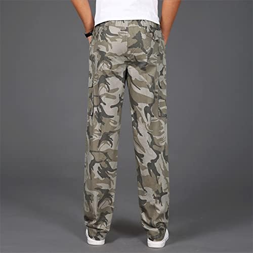 Moda de moda masculina Casual Algodão solto Lace de bolso de bolso Up Camouflage Elastic da cintura calça calça calçada