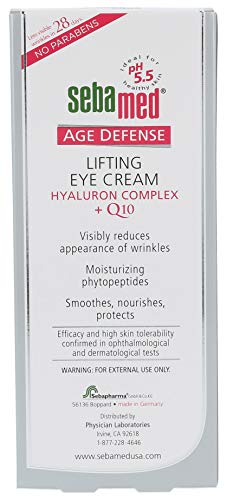 Sebamed Anti Aging Q10 Levantamento de defesa de defesa para os olhos 15 ml pH 5,5 para pele sensível reduz a aparência de rugas