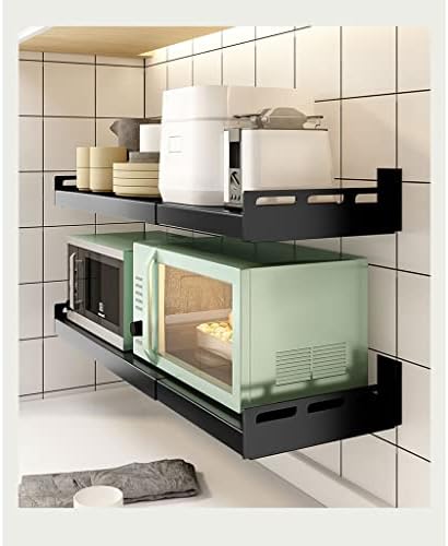 Handiya armário de microondas prateleira montada em aço inoxidável montagem em parede de parede panela de panela de panela de panela telescópica Gabinete de forno de armazenamento