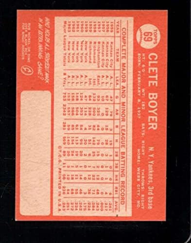 1964 Topps #69 Clete Boyer Exmt Yankees