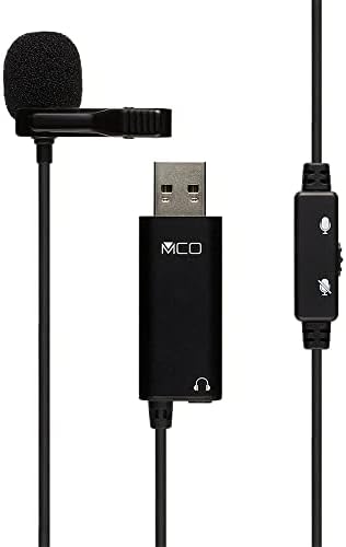 Miyoshi MCO ZUMF-08/BK Microfone pino USB, mini clipe, terminal de fone de ouvido de 0,1 polegadas, interruptor mudo