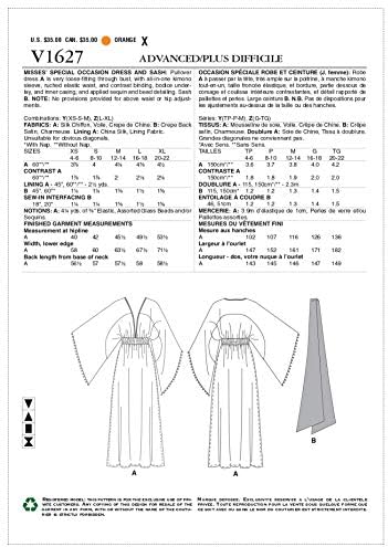 Vogue V1627Y Ocasião Especial das Mulheres