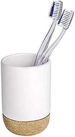 Wenko Corc Tumbler da escova de dentes, 7,5 x 7,5 x 11,5 cm, branco/marrom