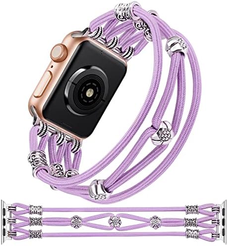 Toyouths Breaded Bracelet Compatível com Apple Watch Band 38mm 40mm 41mm Mulheres, premium stransp de nylon elástico elástico boho