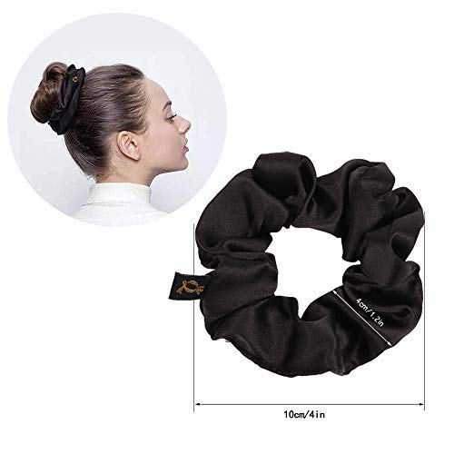 Scrunchies Belas de seda de cetim preto Cabelos de seda - Bandas de cabelo femininas Screnche para cabelos grossos, sem vinco acessórios