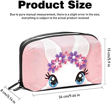 Bolsa de maquiagem de fundo de fundo rosa e fofo para bolsa portátil de travessia portátil para saco de beleza para