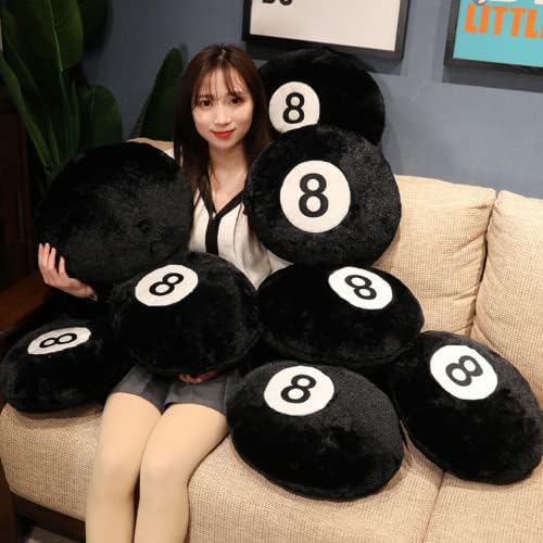 Billiards Billiards Billiards Bally de 8 travesseiros pretos de bola 8 travesseiro de pelúcia de pelúcia de sofá recheado de sofá -de -almofada para decoração de casa, 35cm