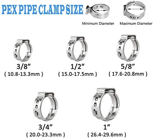 LTI Qualidade premium 30 pacote de 5/8 polegadas CLAMPS PEX CINCH Full 304 Aço inoxidável Crimp Rings Rings Beliscões Pinch