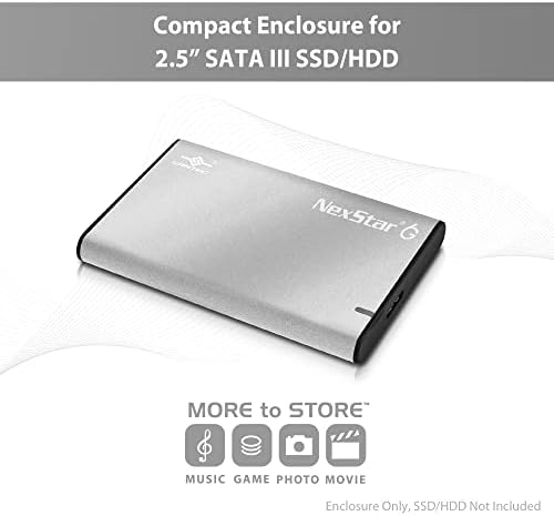 Nexstar 6G, 2,5 ”SATA III para USB 3.2 Gen1 SSD externo/HDD Gabinete, ID: Prata