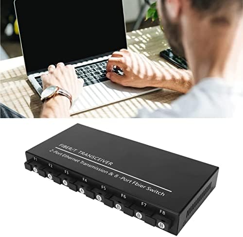 Qinlorgo Gigabit Ethernet Switch, plugue e reproduzir 10 portas Indicador LED Indicador sem perda Transceptor de fibra autoadaptiva