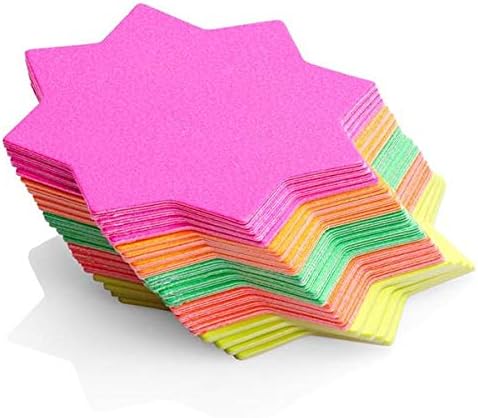 Cartões de preços de estrelas de neon - pacote de 60 - cores mistas - verde, amarelo, rosa, laranja - tamanho 58 mm x 58mm