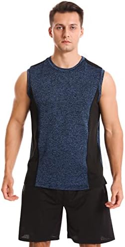Vislivin Men's 4 Pack Tampo Tamas sem mangas Exercício de camisas secas rápidas Camisas musculares de ginástica camisetas