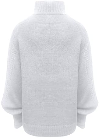 Sweater de malha do pescoço simulado para mulheres lanterna básica de lanterna longa suéteres de manga comprida