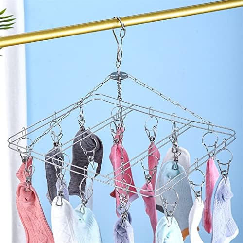 Yfqhdd redondo meias de aço inoxidável rack de calcinha de calcinha de secagem com cabides de clipes de 20pcs para roupas