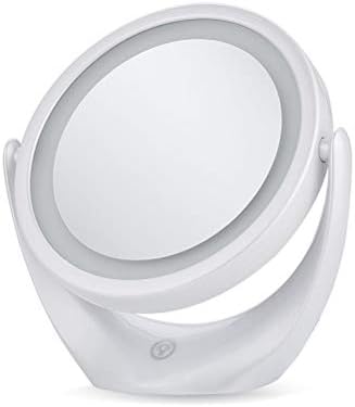 JJry USB Recarregável espelho leve espelho de dupla face 1x/5x espelho cosmético espelho de 360 ​​graus espelho de vaidade