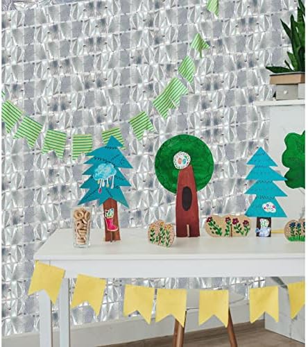Andiker 2pcs Cortações de festas com papel alumínio espumante, 3,28 pés × 6,56 pés de tinsel metálico Cortinas de franja para fotos