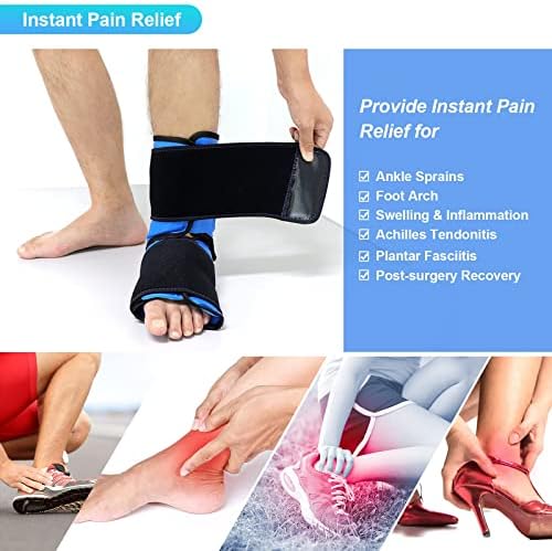 LMLMD ICE Pack para lesões no tornozelo reutilizável, embrulho de embalagem de gelo no tornozelo para alívio da dor
