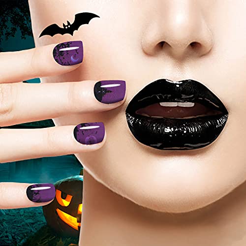 Silpecwee 5 lençóis tiras de esmalte de halloween tiras de unhas cheias para mulheres adesivos de esmalte de unhas auto -adesivas tiras de unhas para acessórios de arte unhas com arquivo de unhas de 1pc