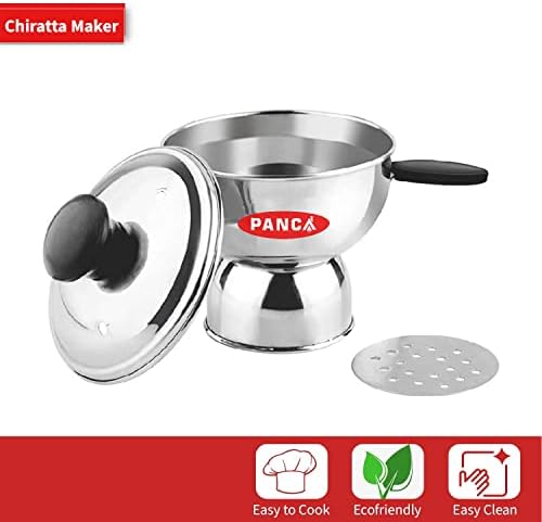 PANCA Aço inoxidável Chiratta Puttu Maker, fabricante de chiratta com uso de alça com panela de pressão Puttu Kutti Puttu Steamer Puttu Power Silver, Make in India