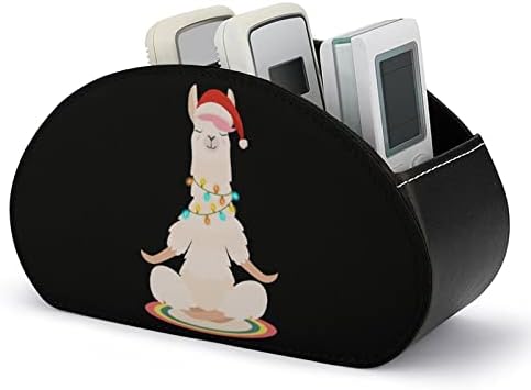 O llama de ioga de Natal medita a caixa de armazenamento de controle remoto de controle de couro multifuncional de