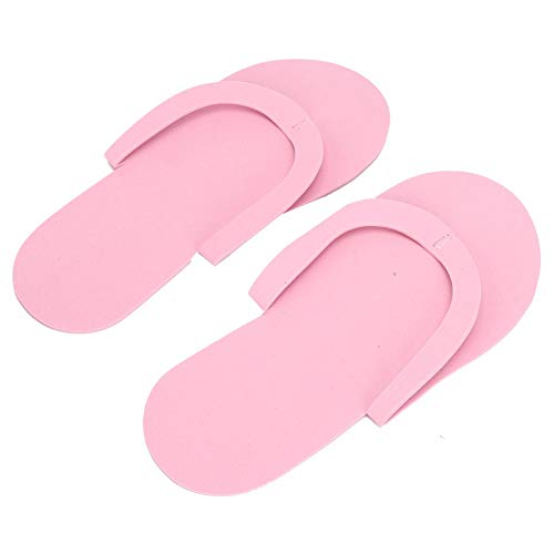 12 pares de chinelos descartáveis ​​portáteis, chinelos de hotel de viagem confortáveis ​​e confortáveis, chinelos de 3 mm de espessura de espessura para spa pedicure rosa