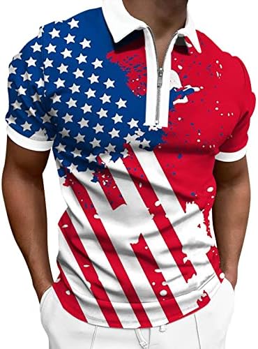 4 de julho Camisas para homens, camisas pólo para homens Retro USA Flag Print Golf Camisa 4 de julho Patriot Shirts