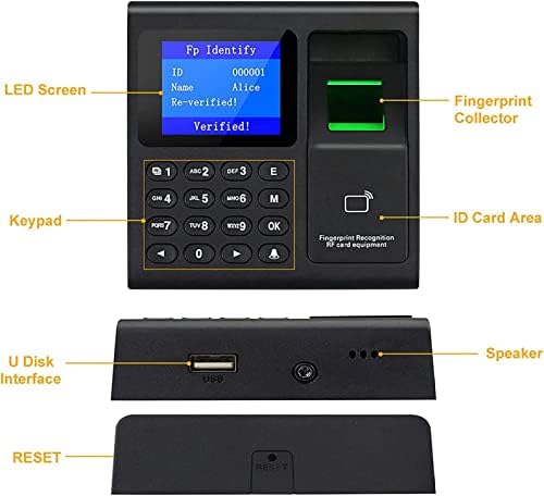 Relógios de tempo de Kuyyfds para funcionários pequenas empresas, máquina de relógio biométrico de impressão digital de
