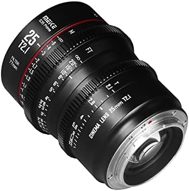 Meike 25mm T2.1 S35 Foco manual Lens de cinema de grande angular para montagem em EF e cinema de cinema EOS C100 Mark II, EOS C200,