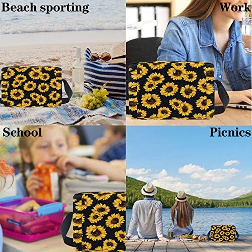 Bolsa de lancheira floral de girassol floral chique ， bolsa de lancheira para adultos e crianças ， lancha de lancheira mais