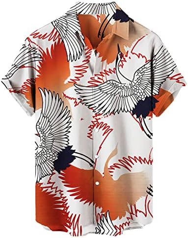 Camisetas masculinas de verão masculino casual impressão de lapela solta manga curta manga botão por porta estilo camisa floral