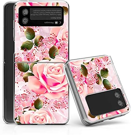 BCOV Galaxy Z Flip 3 5G, rosa rosa Flores anti-arranhões Solid Hard Case Hard Protective Provó Tampa para Samsung Galaxy Z Flip 3 5G