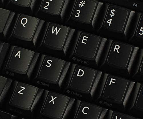 Adesivos de teclado laminados ingleses para todos os PC e laptops com letras brancas no fundo preto