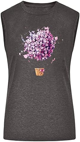 Colete de verão de verão Girls 2023 Crew de algodão sem mangas do pescoço Floral Floral Graphic Cami Tank Top Colet camiseta para feminino