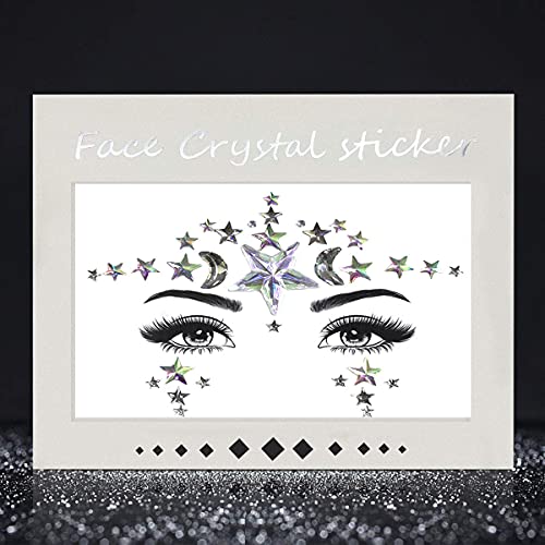 Estrelas lunas rosto jóias grudam nos olhos de maquiagem de rosto gems de cristal strass sticker presente para mulheres