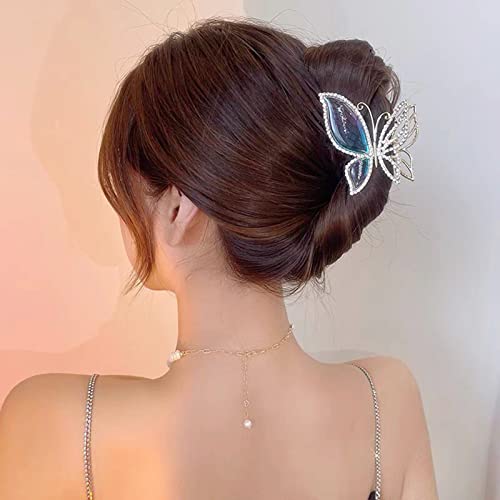 Clipes de garra de cabelos de metal borboleta moda moda brilho brilhante shinestones barrettes fortes hold syling hair acessórios