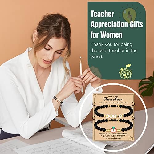 Presentes de bracelete de apreciação de professores para mulheres Bracelets iniciais de contas de volta à escola Agradecemos