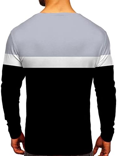 Xiloccer camisa masculina moda esportes casuais costura listrada impressão digital Round Neck Camise