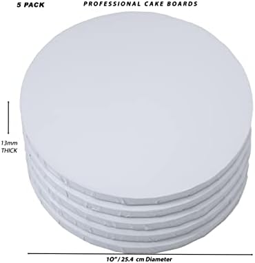 Placas de bolo 10,12,14,16 polegadas 5 pacote de branco, preto, prata e ouro reutilizáveis ​​e resistentes, à prova de graxa e tambores redondos de com graduação lisa