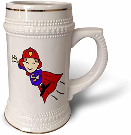 3drose engraçado fofo de bombeiro de bombeiro em caneca de bombeiro de capa vermelha - 22oz de caneca