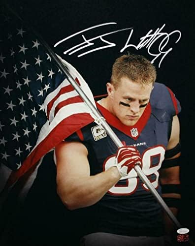 JJ Watt autografou Houston Texans 16x20 American Flag Photo- JSA W Auth/Holo - fotos autografadas da NFL