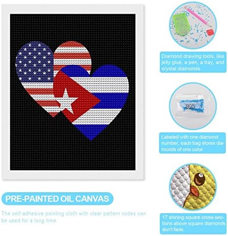 Cuba American Heart Flag Custom Diamond Kits Kits Paint Art Picture By Numbers for Home Wall Decoration 16 X20