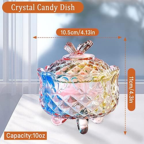Akamino 4 Pack Glass Candy Prato com tampa, Crystal Candy Bowl para Candy Buffet Decorative Cookie Jar Contêiner para
