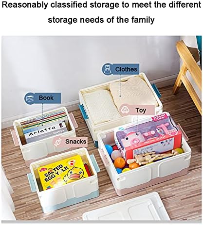 Aily Cube Caixa de armazenamento dobrável com tampa, caixas de armazenamento de plástico protegidas para crianças adultos, cesta de armazenamento ao ar livre com alças de transporte para carro, home-b