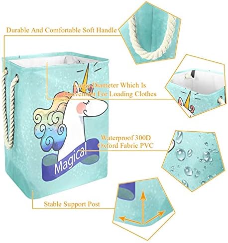 Indicolor Unicorn Magical Unicorn Lavanderia cesto de roupas prejudiciais à prova d'água cesta de roupas para roupas de brinquedos,