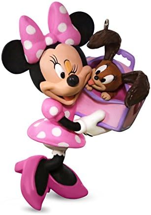 Hallmark 1595qxd6175 Disney Minnie Mouse com ornamentos de Natal de lembrança de filhotes