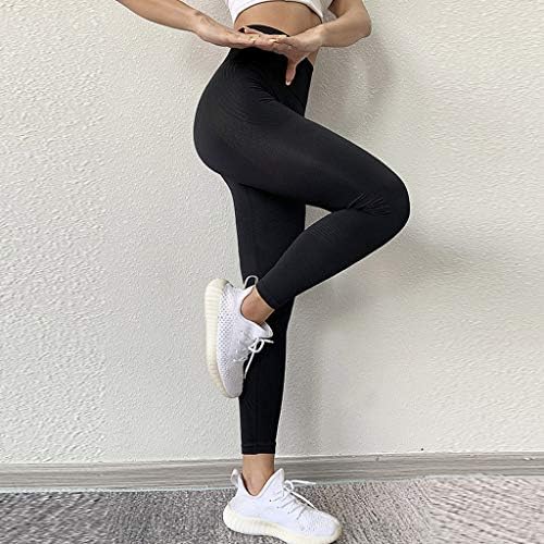 Neartime feminino ioga leggings barriga de controle esportivo de calças esportivas de roupa ativa elástica preta preta