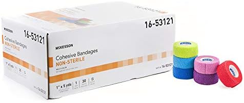 Bandagens coesivas de McKesson, não estéril, sem látex, multicoloria, 1 em x 5 m, 1 contagem, 30 pacotes, 30 no total