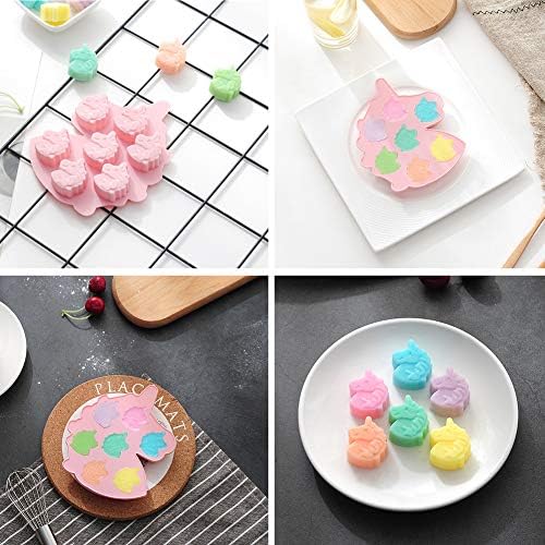 2 Moldes de silicone de cabeça de unicórnio de embalagem, Mini Mobes de Chocolate Unicórnio de 7 Cavidades para fazer casas duras Gomosas gelatina pequena banheira de banho Brownie resina Brownie Crayon Cookie Bandey