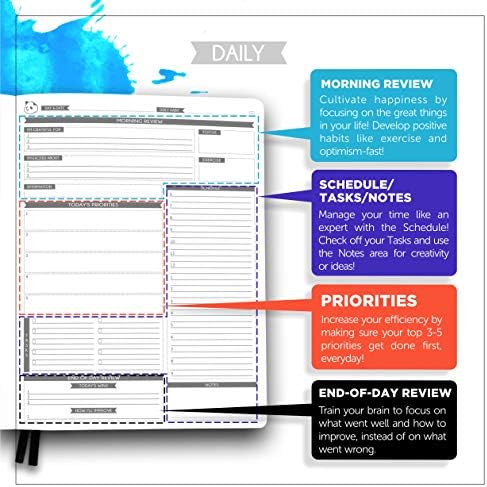 Purple Pro Planner de 6 meses de 6 meses - Planejador Daily com Habit Racker Calendário Pôster de responsabilidade do ano inteiro e conjunto de notas sticky clássicas